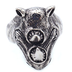 Bague homme tête de rhinocéros en acier titane
