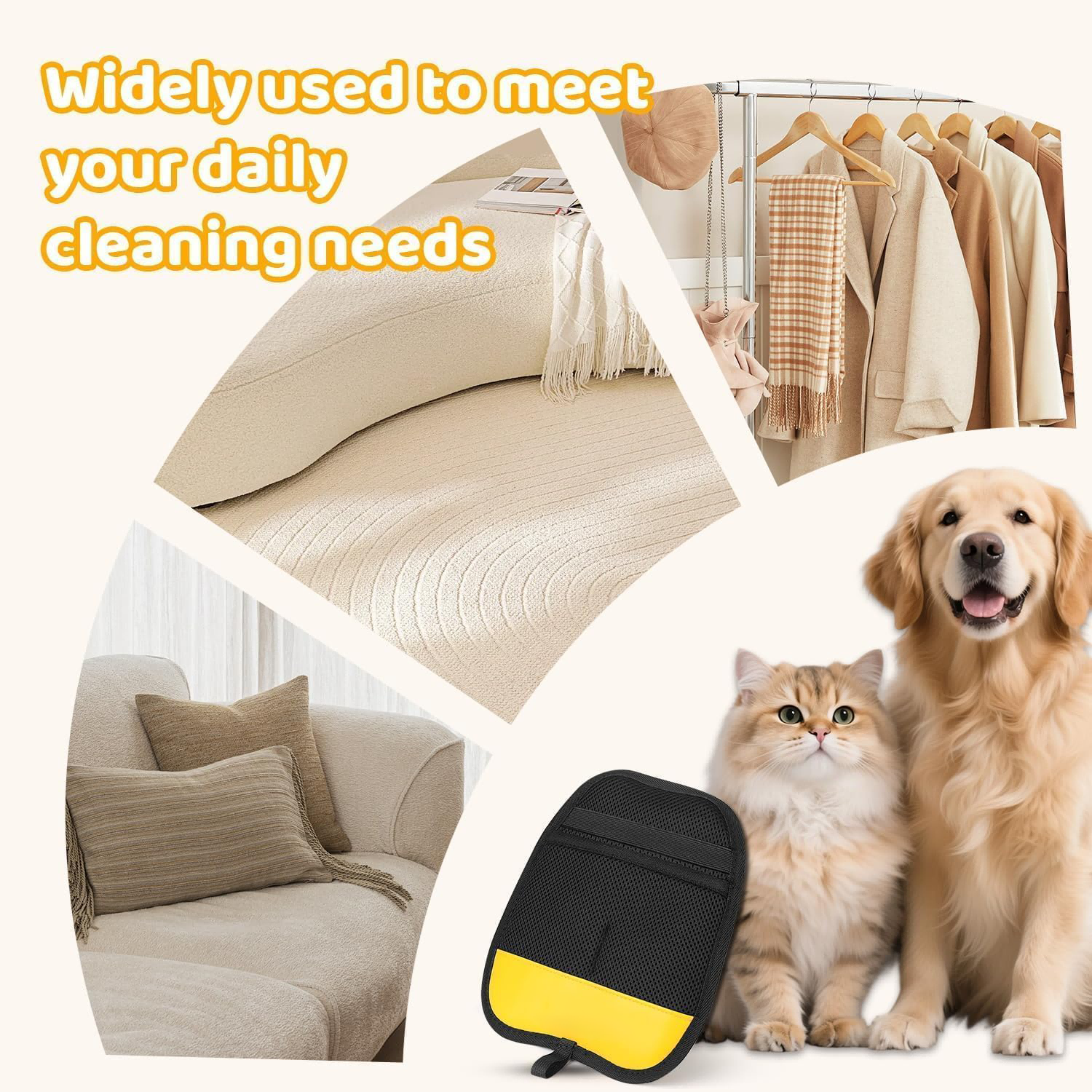 Gant de toilettage pour chien et chat — picots souples