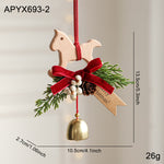 Suspension de Noël — cheval en bois, clochette et branche de — coloris