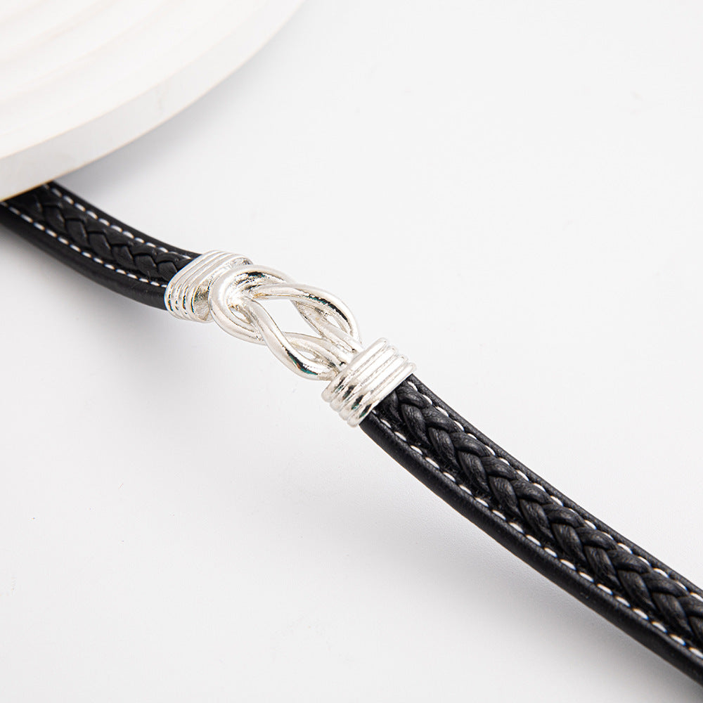 Bracelet homme en cuir tressé clouté — style rock, 17 versions