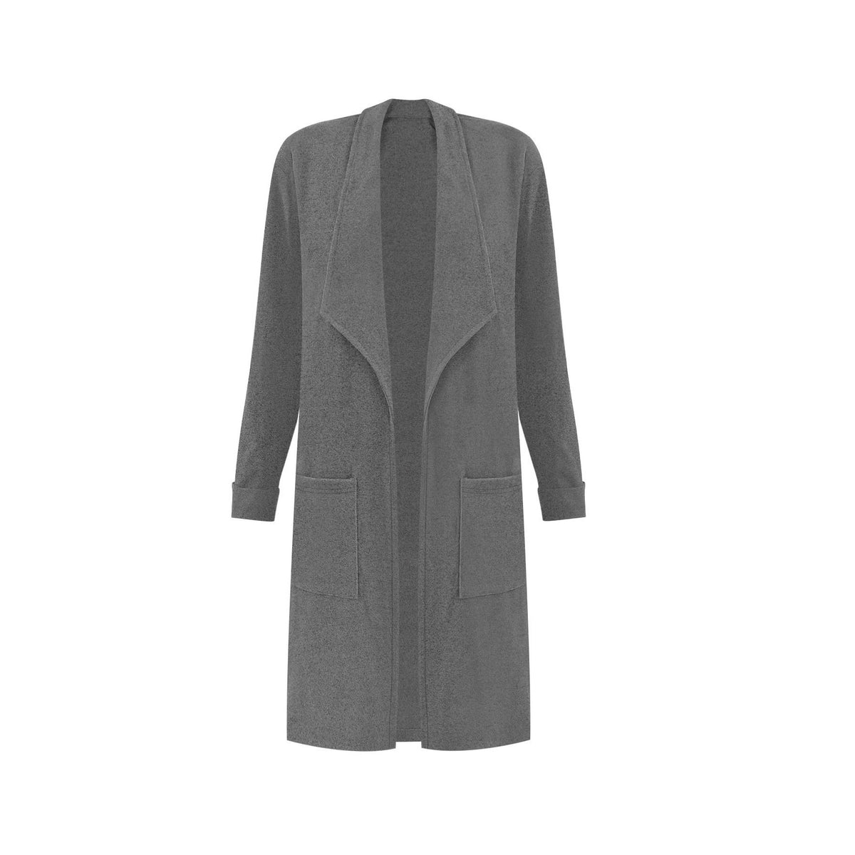 Manteau ouvert à col drapé, longueur mi-cuisse