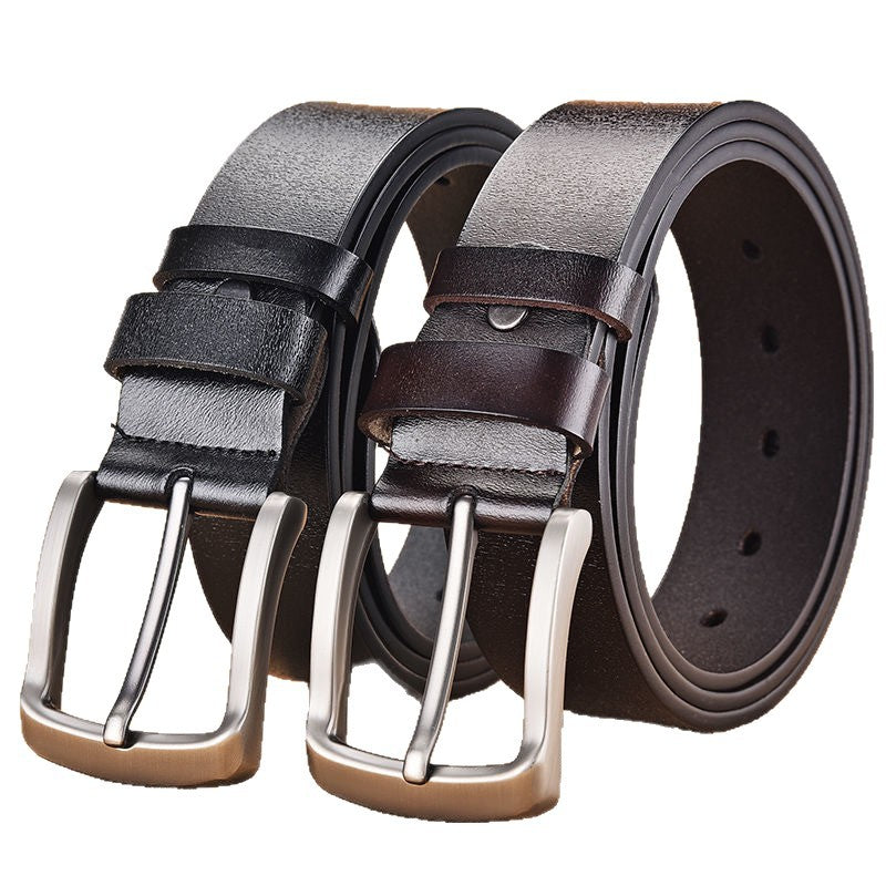 Ceinture homme en cuir — boucle à ardillon, gris ou café