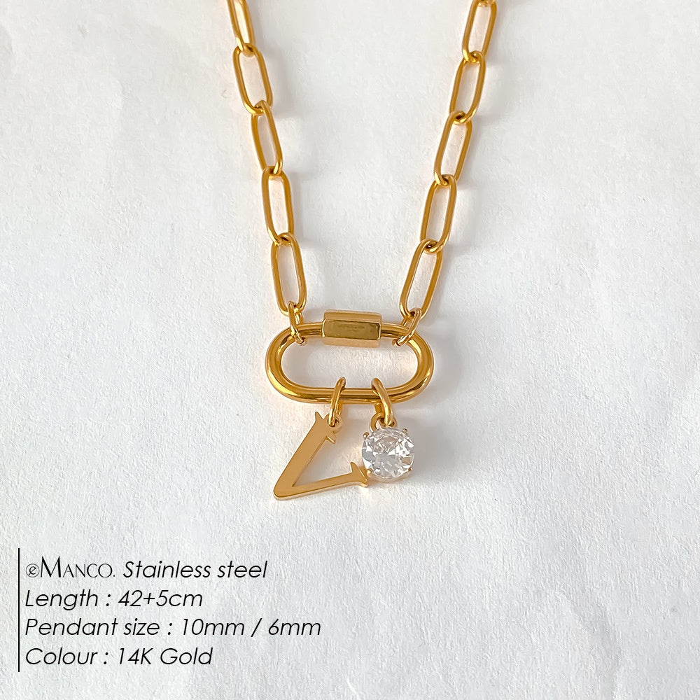 Collier lettre à personnaliser — initiale A à Z, acier inoxy — coloris