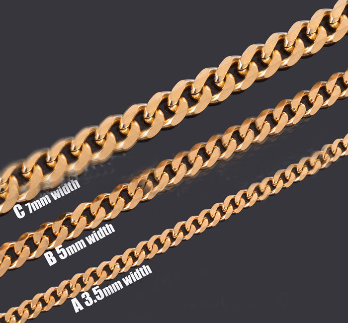 Chaîne homme maille facettée six faces — acier inoxydable, 51 à 80 cm