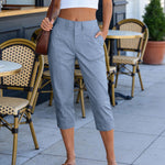 Pantalon femme taille haute à poches plaquées