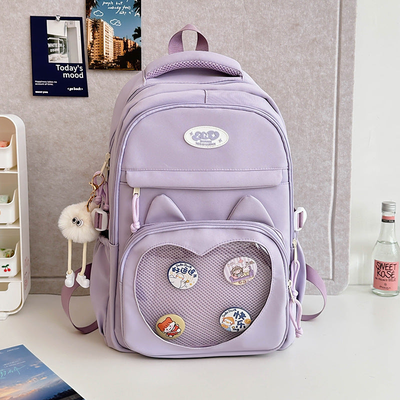 Sac à dos écolier à badges — avec ou sans breloque — coloris
