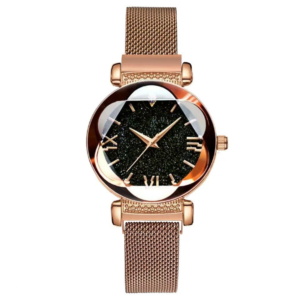 Montre femme cadran ciel étoilé, bracelet milanais magnétiqu — coloris