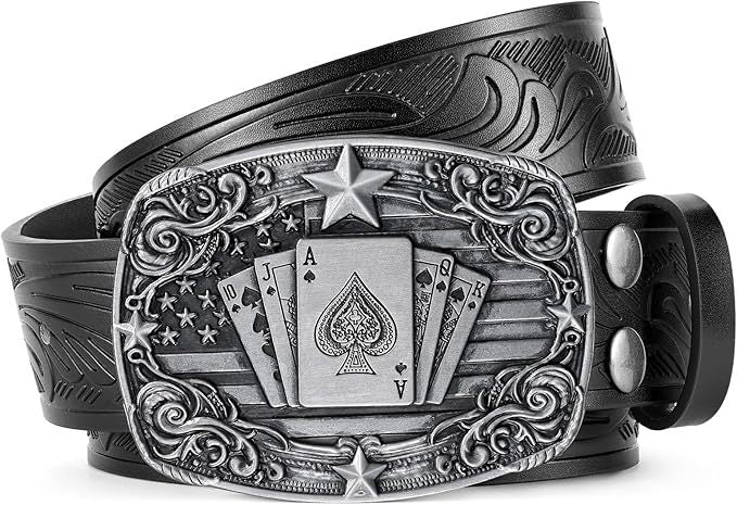 Ceinture homme en cuir gravé — motif western, pour jean — coloris