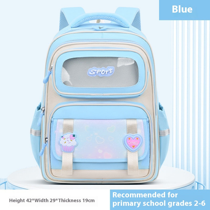 Cartable primaire à fenêtre transparente — dos matelassé