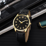 Montre homme classique dorée à bracelet cuir