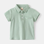 Polo garçon en coton — manches courtes, col boutonné