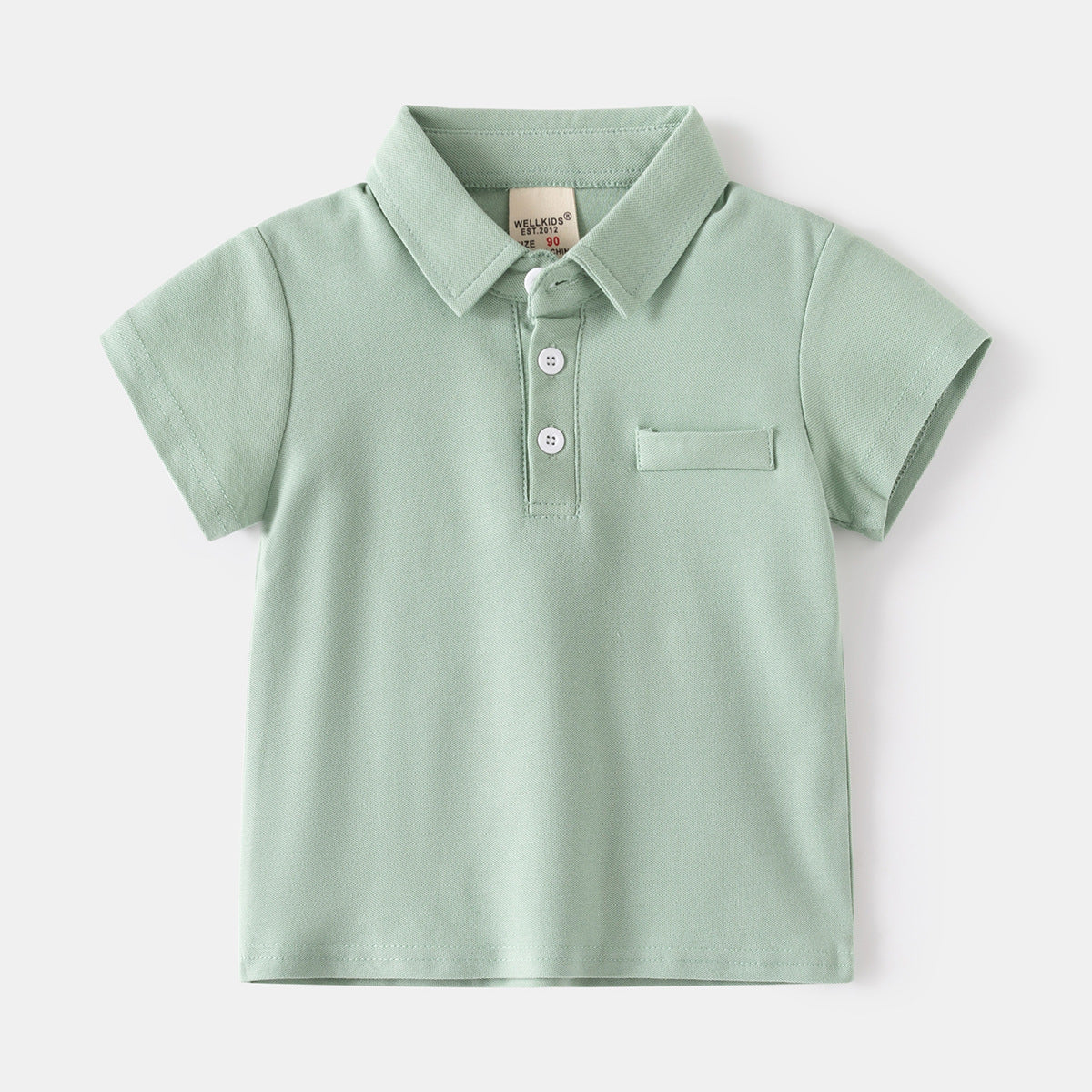 Polo garçon en coton — manches courtes, col boutonné