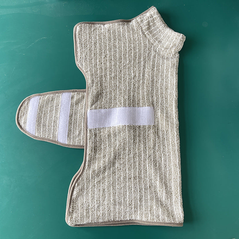 Peignoir de bain pour chien en polaire corail — capuche et ceinture