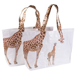 Cabas tressé imperméable à motif girafe