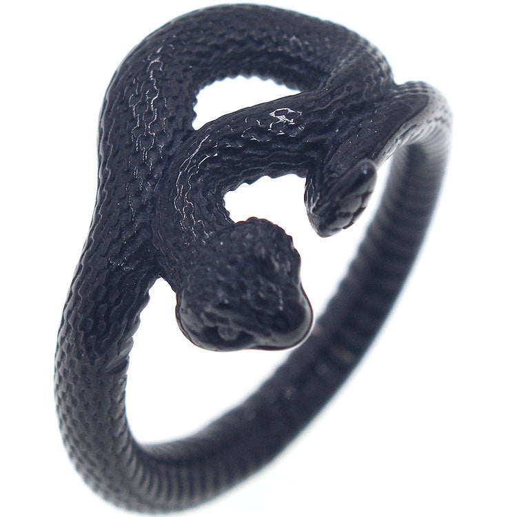 Bague homme serpent en acier inoxydable — enroulement sur le doigt