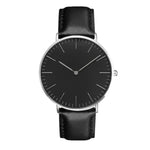 Montre mixte minimaliste, cadran 40 mm et bracelet cuir