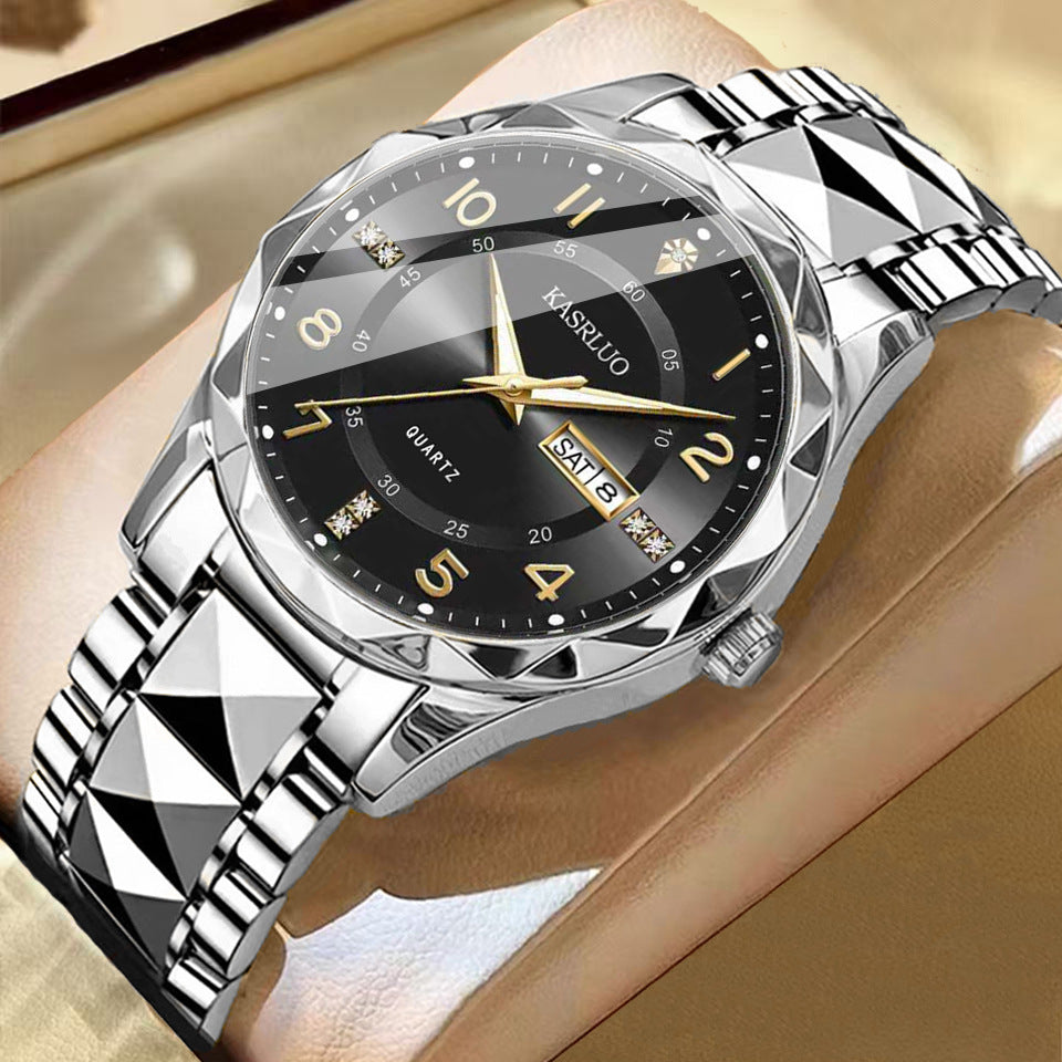 Montre homme à double calendrier et index lumineux — coloris