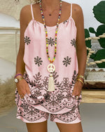 Ensemble caraco et short à motifs façon broderie — fluide — coloris