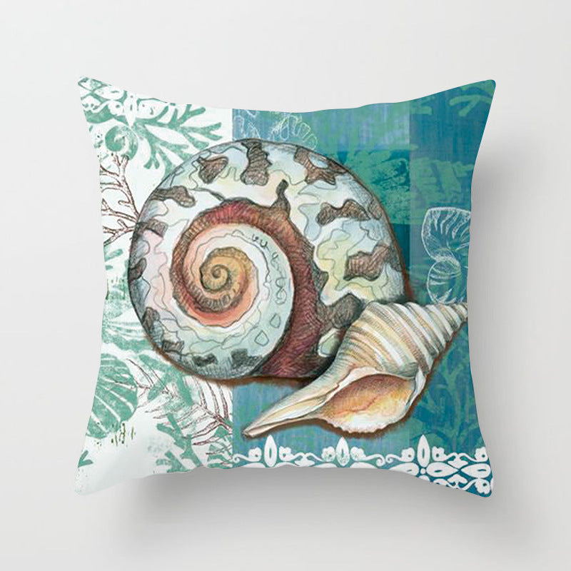 Housse de coussin à motifs marins, esprit méditerranéen — coloris