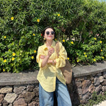 Chemise jaune ample en voile léger