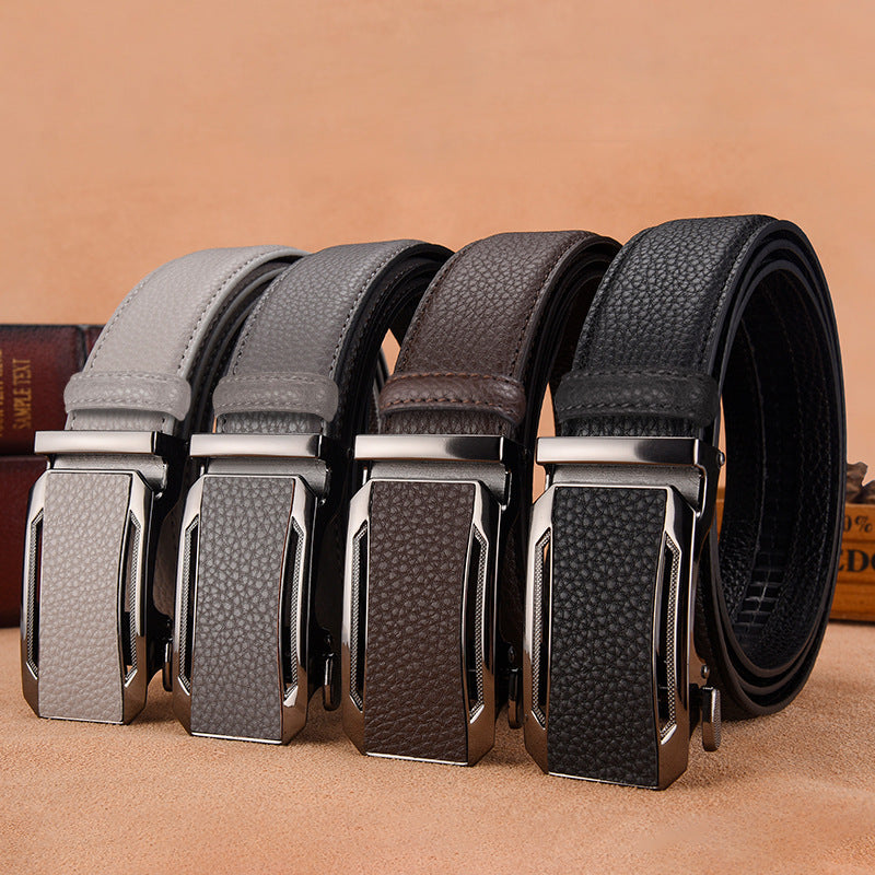 Ceinture homme à boucle automatique pleine, aspect grainé