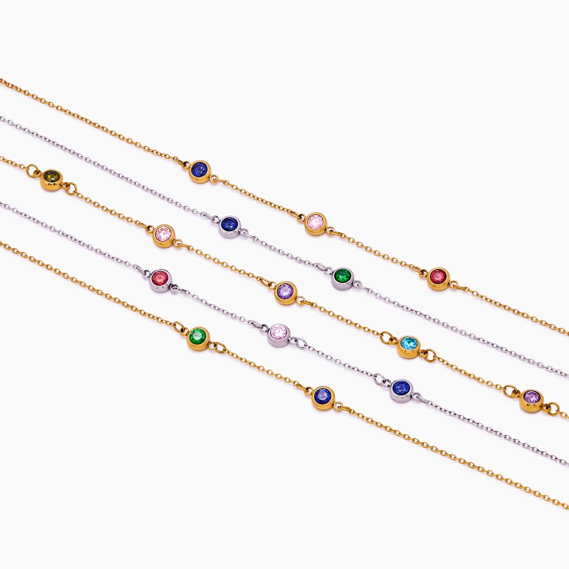 Collier pierre de naissance sur chaîne forçat — personnalisable, acier inoxydable