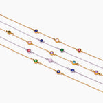Collier pierre de naissance sur chaîne forçat — personnalisable, acier inoxydable