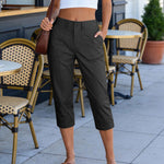 Pantalon femme taille haute à poches plaquées — coloris