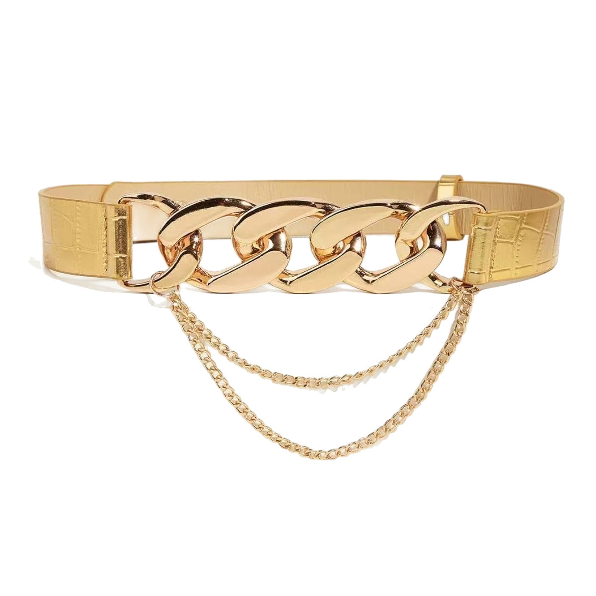 Ceinture élastique dorée à maillons et chaînettes