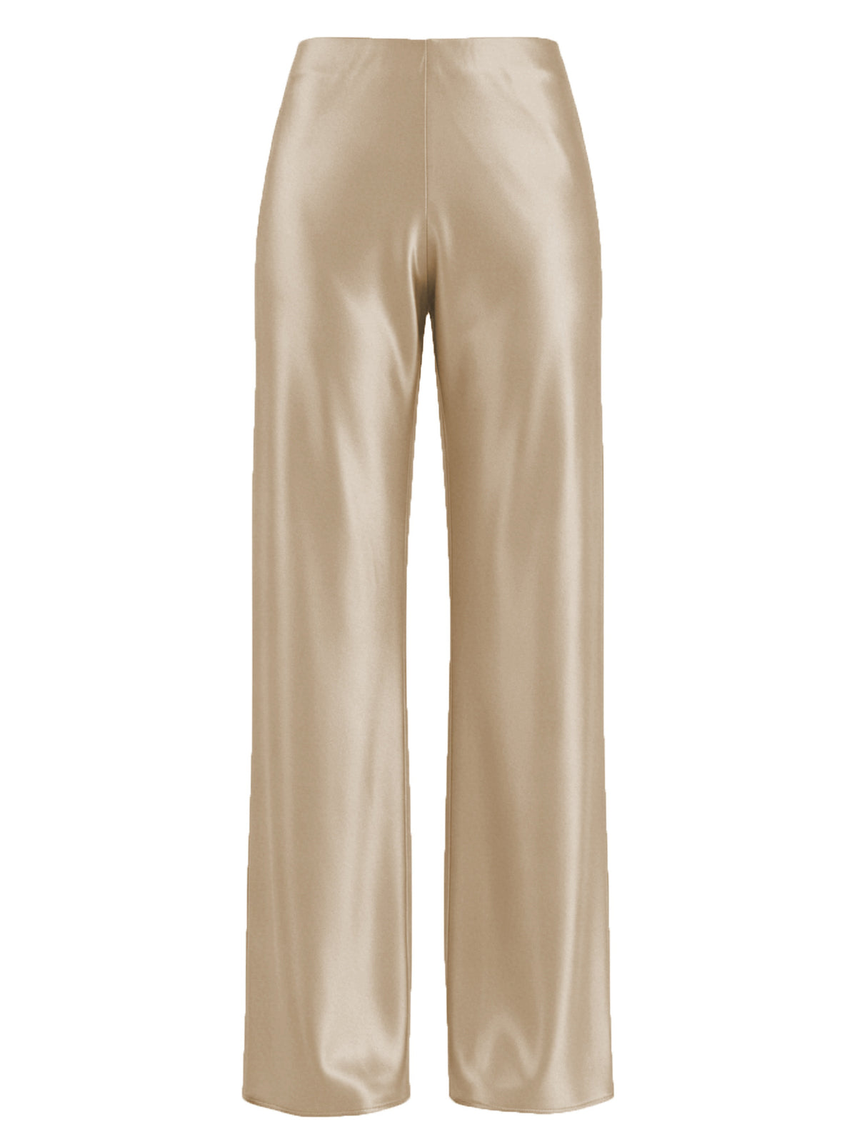 Pantalon en satin taille haute — jambe droite, effet soyeux