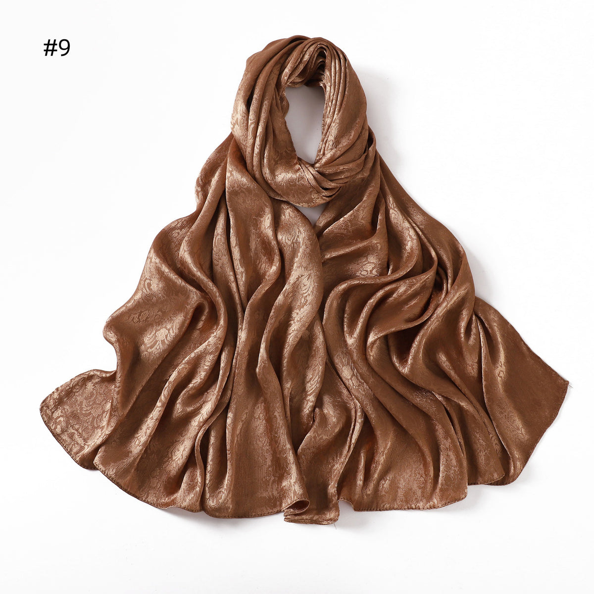 Foulard long en satin jacquard — motif tissé, 12 coloris — coloris