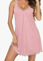 Chemise de nuit en modal à encolure de dentelle — sans manches
