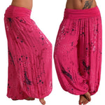 Pantalon sarouel fluide à imprimé moucheté — taille smockée