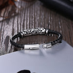 Bracelet homme cuir et acier inoxydable — style punk, plusieurs coloris