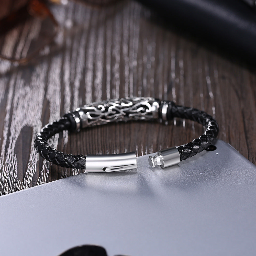 Bracelet homme cuir et acier inoxydable — style punk, plusieurs coloris