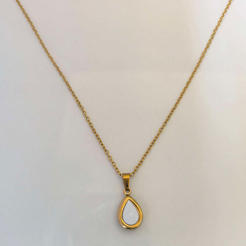 Collier pendentif acrylique serti sur acier inoxydable — 6 coloris, 5 g
