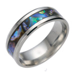 Bague homme sertie de nacre — acier titane, 16 finitions