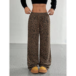 Pantalon large à imprimé léopard, taille élastiquée