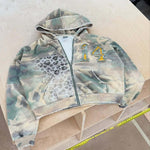 Veste à capuche zippée imprimé camouflage — esprit rétro