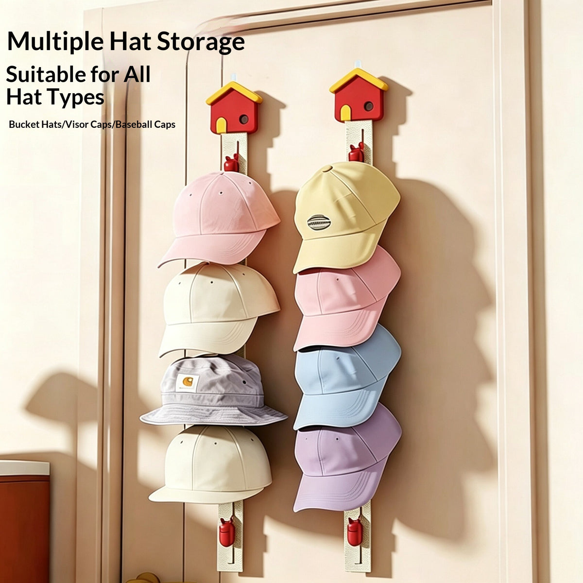 Bande à pinces murale pour casquettes et chapeaux