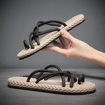 Tongs homme à dessus tressé — semelle crantée