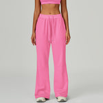 Pantalon droit en molleton, cordon et poches