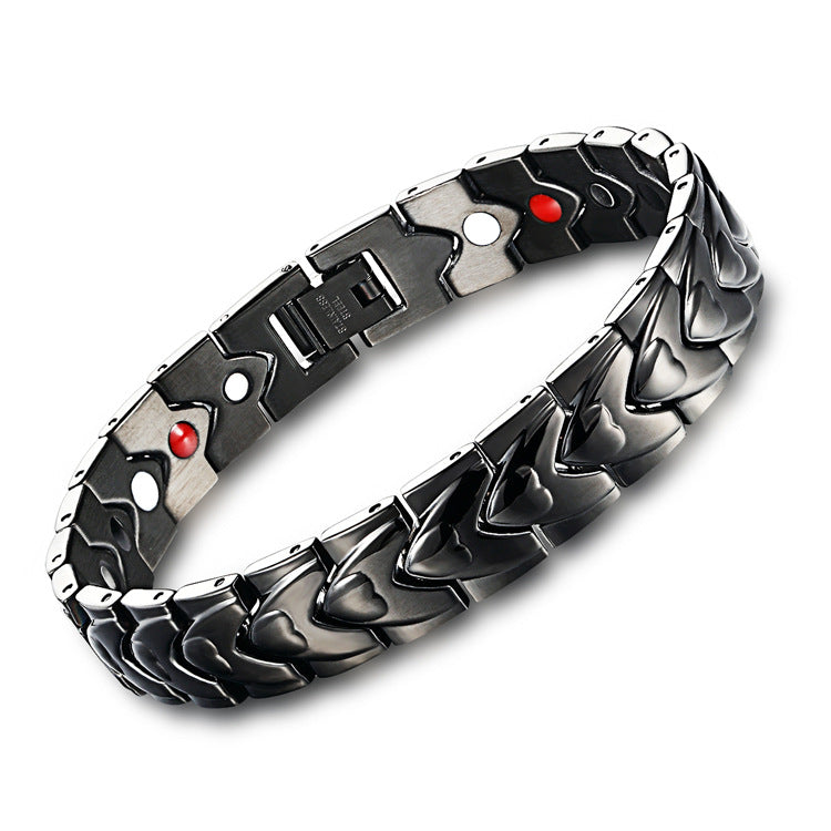 Bracelets aimantés cœur — paire assortie en acier titane