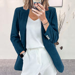 Blazer en velours côtelé sans boutons — coupe longue ajustée — coloris