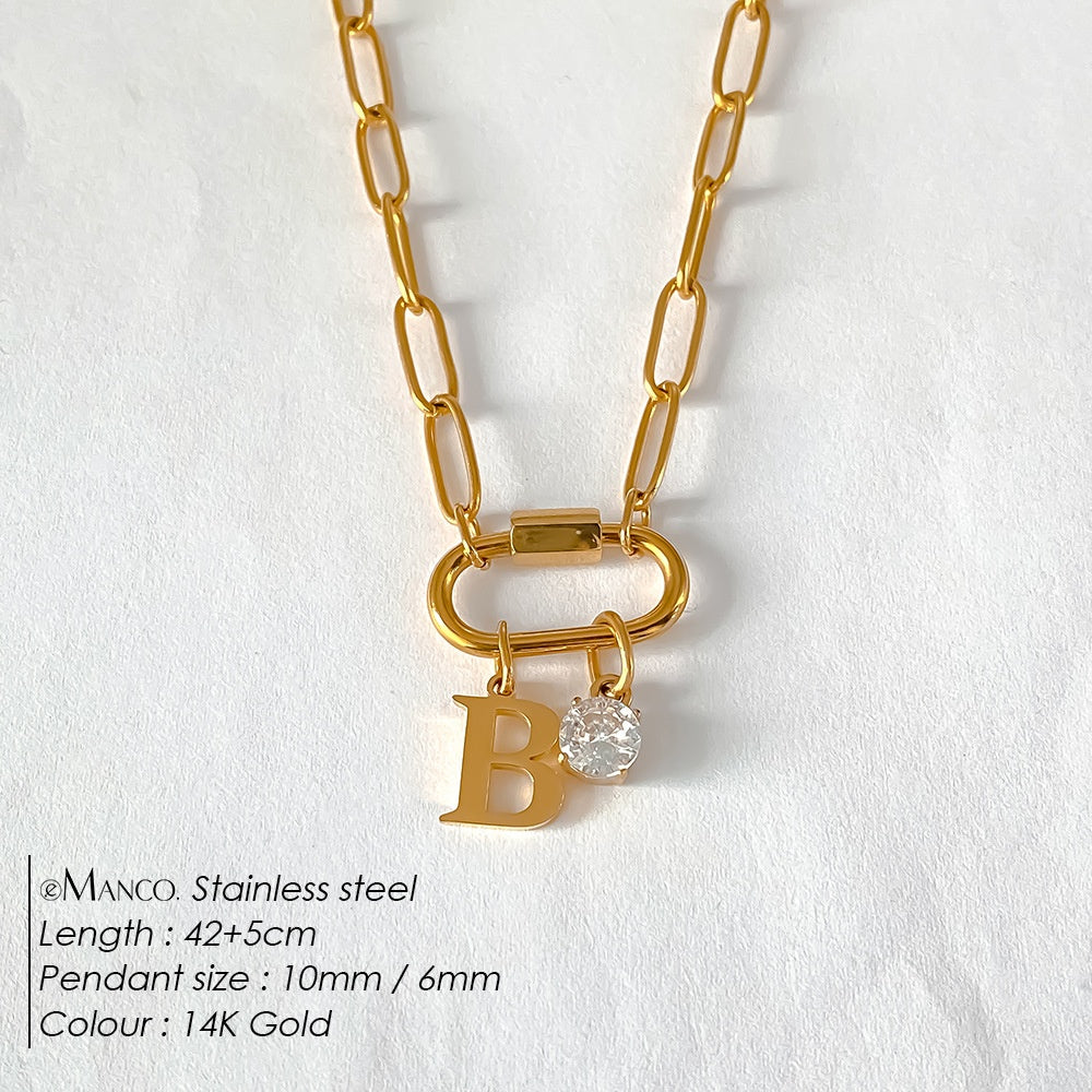 Collier lettre à personnaliser — initiale A à Z, acier inoxy — coloris