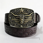 Ceinture homme en cuir gravé — motif western, pour jean — coloris