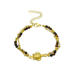 Bracelet femme double rang — coquillage et œil de tigre sur acier