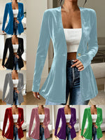Veste ouverte en velours fluide, un bouton