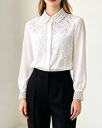 Chemise à empiècement de dentelle au crochet