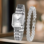 Parure montre carrée et bracelet à strass